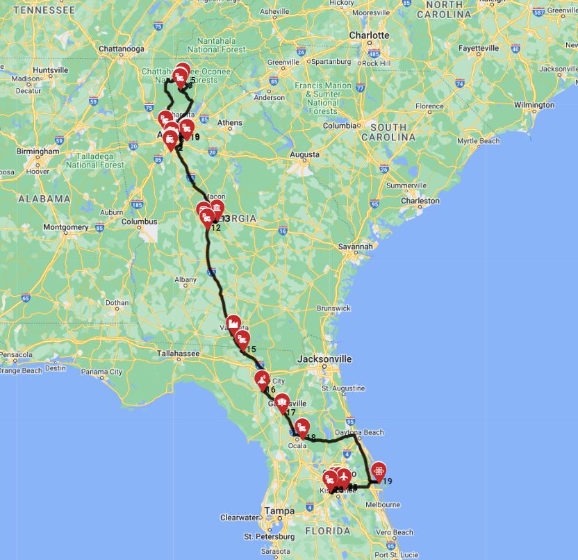 Motorhome trip from Atlanta to Orlando with an RV